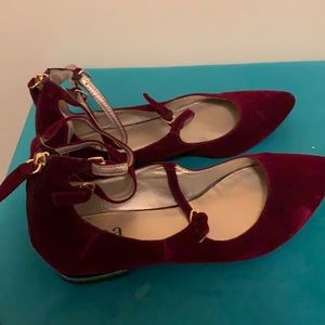 Burgundy suede flats